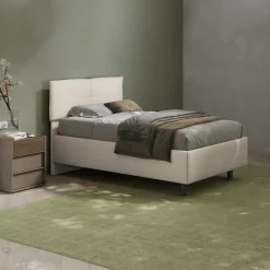 Garnero Arredamenti Letto contenitore una piazza e mezza 120x195 imbottito tessuto bianco sabbia EliteDreams Tessuto Woven Bianco Sale