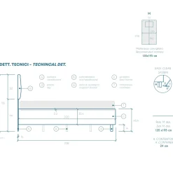 Garnero Arredamenti Letto contenitore una piazza e mezza 120x195cm imbottito tessuto tortora EliteDreams Tessuto Woven Tortora Best