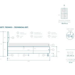 Garnero Arredamenti Letto contenitore una piazza e mezza 120x195cm imbottito tessuto tortora DreamLift Tessuto Woven Tortora Outlet