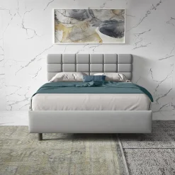 Garnero Arredamenti Letto contenitore una piazza e mezza 120x195cm imbottito tessuto grigio Supreme Sleep Sale