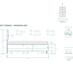 Garnero Arredamenti Letto contenitore una piazza e mezza 120x195cm imbottito tessuto petrolio LuxeSleep Tessuto Lycra Petrolio Online