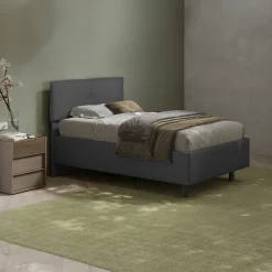 Garnero Arredamenti Letto contenitore una piazza e mezza 120x195cm imbottito tessuto antracite EliteDreams Tessuto Woven Antracite New