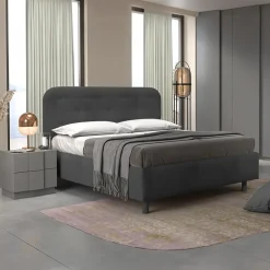 Garnero Arredamenti Letto contenitore una piazza e mezza 120x195cm imbottito tessuto antracite DreamLift Tessuto Woven Antracite Online