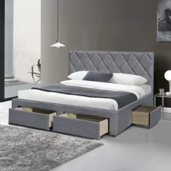 Garnero Arredamenti Letto matrimoniale con cassettoni 160x200cm grigio nero Galileo Sale