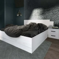 Garnero Arredamenti Letto matrimoniale con comodini 160x200cm pino bianco Angara New