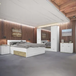 Garnero Arredamenti Letto matrimoniale contenitore standard 160x200cm bianco opaco Loira Best