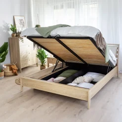 Garnero Arredamenti Letto matrimoniale contenitore 160x200cm rovere Noor New