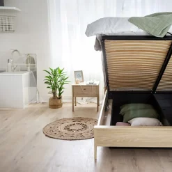 Garnero Arredamenti Letto matrimoniale contenitore 160x200cm rovere Noor New