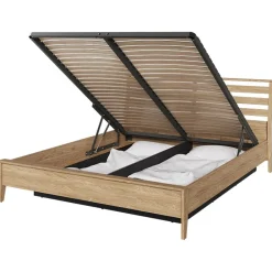 Garnero Arredamenti Letto matrimoniale contenitore 160x200cm rovere Noor New