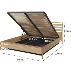 Garnero Arredamenti Letto matrimoniale contenitore 160x200cm rovere Noor New