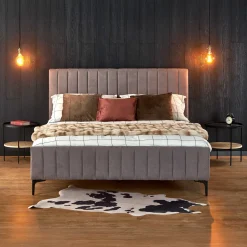 Garnero Arredamenti Letto matrimoniale imbottito 160x200cm grigio chiaro Varano