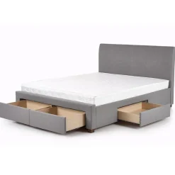 Garnero Arredamenti Letto matrimoniale in tessuto con cassettoni 160x200cm Mestre Gihome® Grigio Best