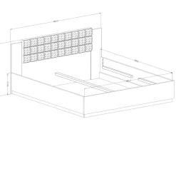 Garnero Arredamenti Letto matrimoniale oversize 180x200cm con rete contenitore quercia scuro nero Vulcano Noce Outlet