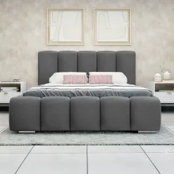 Garnero Arredamenti Letto matrimoniale oversize 180x200 cm con rete contenitore imbottito grigio scuro Cometa Tessuto Kronos Grigio Scuro Hot