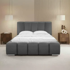 Garnero Arredamenti Letto matrimoniale oversize 180x200 cm con rete contenitore imbottito grigio scuro Cometa Tessuto Kronos Grigio Scuro Hot