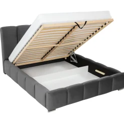 Garnero Arredamenti Letto matrimoniale oversize 180x200 cm con rete contenitore imbottito grigio scuro Cometa Tessuto Kronos Grigio Scuro Hot