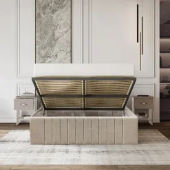 Garnero Arredamenti Letto matrimoniale oversize 180x200cm imbottito con contenitore beige Emporio Outlet