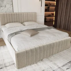 Garnero Arredamenti Letto matrimoniale oversize 180x200cm imbottito con contenitore beige Emporio Outlet