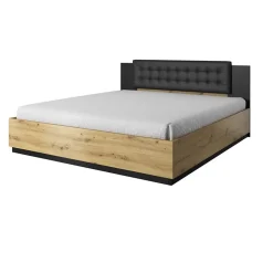 Garnero Arredamenti Letto matrimoniale oversize 180x200cm con rete contenitore nero Vulcano Rovere New