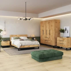 Garnero Arredamenti Letto matrimoniale oversize 180x200cm rovere metallo nero Petra Outlet