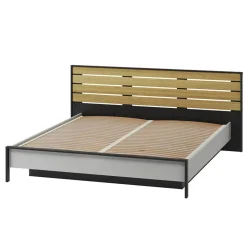 Garnero Arredamenti Letto oversize contenitore 180x200cm con LED e presa USB-C grigio nero rovere Luna Outlet