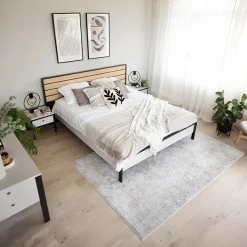 Garnero Arredamenti Letto oversize contenitore 180x200cm con LED e presa USB-C grigio nero rovere Luna Outlet