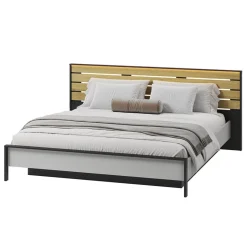 Garnero Arredamenti Letto oversize contenitore 180x200cm con LED e presa USB-C grigio nero rovere Luna Outlet