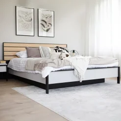 Garnero Arredamenti Letto oversize contenitore 180x200cm con LED e presa USB-C grigio nero rovere Luna Outlet