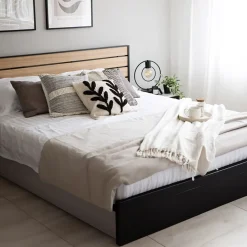 Garnero Arredamenti Letto oversize contenitore 180x200cm con LED e presa USB-C grigio nero rovere Luna Outlet