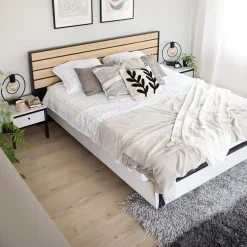 Garnero Arredamenti Letto oversize contenitore 180x200cm con LED e presa USB-C grigio nero rovere Luna Outlet