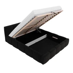 Garnero Arredamenti Letto oversize 180x200cm con rete contenitore imbottito nero Aluna Tessuto Kronos Nero