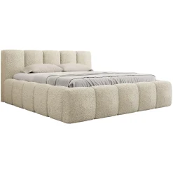 Garnero Arredamenti Letto oversize 180x200cm con rete contenitore imbottito tessuto bouclé beige Aluna Tessuto Abriamo Beige Outlet
