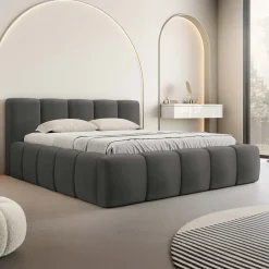 Garnero Arredamenti Letto oversize 180x200cm con rete contenitore imbottito grigio scuro Aluna Tessuto Kronos Grigio Scuro Best