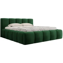 Garnero Arredamenti Letto oversize 180x200cm con rete contenitore imbottito verde Aluna Tessuto Kronos Verde