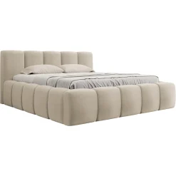 Garnero Arredamenti Letto oversize 180x200cm con rete contenitore imbottito beige Aluna Tessuto Paros Beige Online