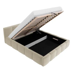 Garnero Arredamenti Letto oversize 180x200cm con rete contenitore imbottito beige Aluna Tessuto Paros Beige Online