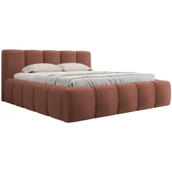 Garnero Arredamenti Letto oversize 180x200cm con rete contenitore imbottito rosso mattone Aluna Tessuto Kronos Rosso Mattone Clearance