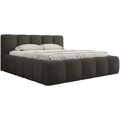Garnero Arredamenti Letto oversize 180x200cm con rete contenitore imbottito tessuto bouclé nero Aluna Tessuto Abriamo nero Hot