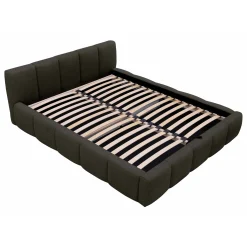Garnero Arredamenti Letto oversize 180x200cm con rete contenitore imbottito tessuto bouclé nero Aluna Tessuto Abriamo nero Hot