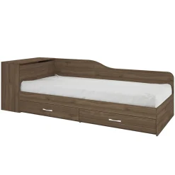 Garnero Arredamenti Letto singolo con comò e cassettoni 82x190cm Catullo Noce Sale