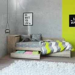 Garnero Arredamenti Letto singolo con comò e cassettoni 82x190cm sonoma Catullo Rovere Outlet