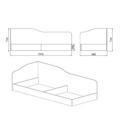 Garnero Arredamenti Letto singolo contenitore 82x190cm Alex Gihome® Noce Discount