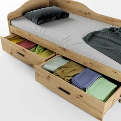 Garnero Arredamenti Letto singolo 90x200cm con cassettoni Beccaria Rovere Rustico Online