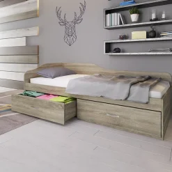 Garnero Arredamenti Letto singolo 90x200cm con cassettoni sonoma Beccaria Rovere New