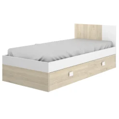 Garnero Arredamenti Letto singolo 90x190cm con cassettoni estraibili rovere bianco Cairo Outlet