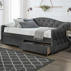 Garnero Arredamenti Letto singolo 90x200cm con cassettoni velluto Epic Grigio Online