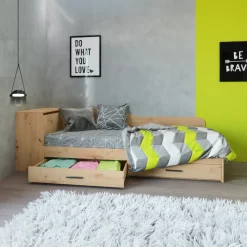 Garnero Arredamenti Letto singolo 82x190cm con comò e cassettoni Catullo Rovere Rustico