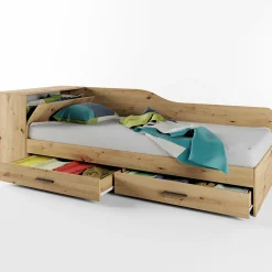 Garnero Arredamenti Letto singolo 82x190cm con comò e cassettoni Catullo Rovere Rustico