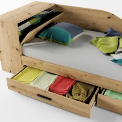 Garnero Arredamenti Letto singolo 82x190cm con comò e cassettoni Catullo Rovere Rustico