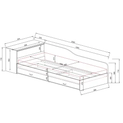 Garnero Arredamenti Letto singolo 82x190cm con comò e cassettoni Catullo Rovere Rustico